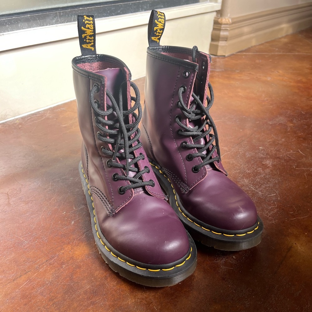 Dr Martens 1460 Smooth Leather Lace Up Boots Purple